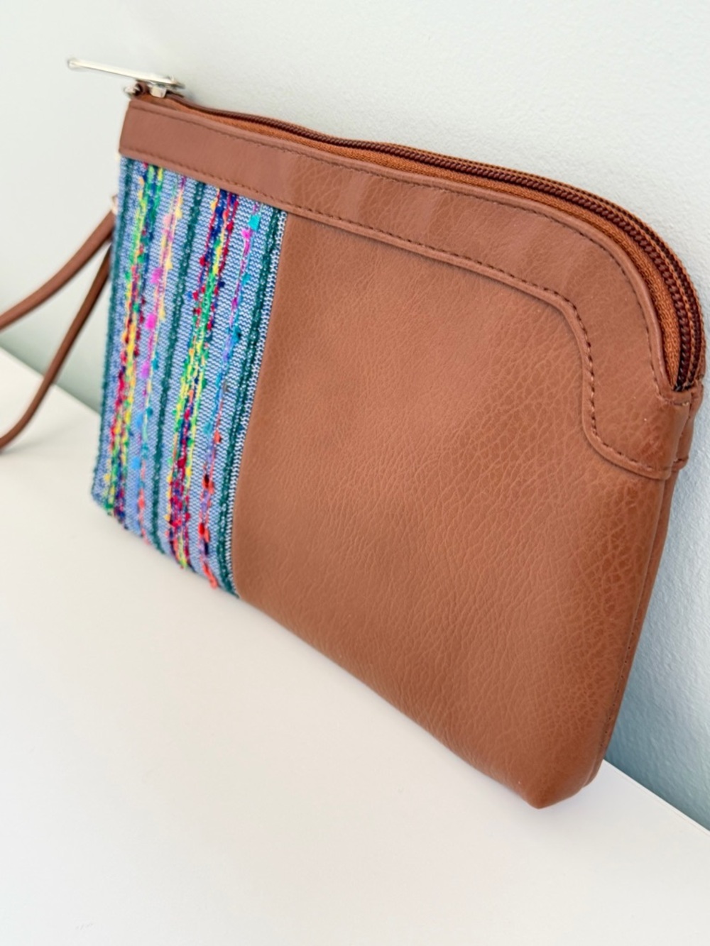CATO Wristlet Clutch Woven Striped Boho Chic Pouch Festival Bag Cottagecore